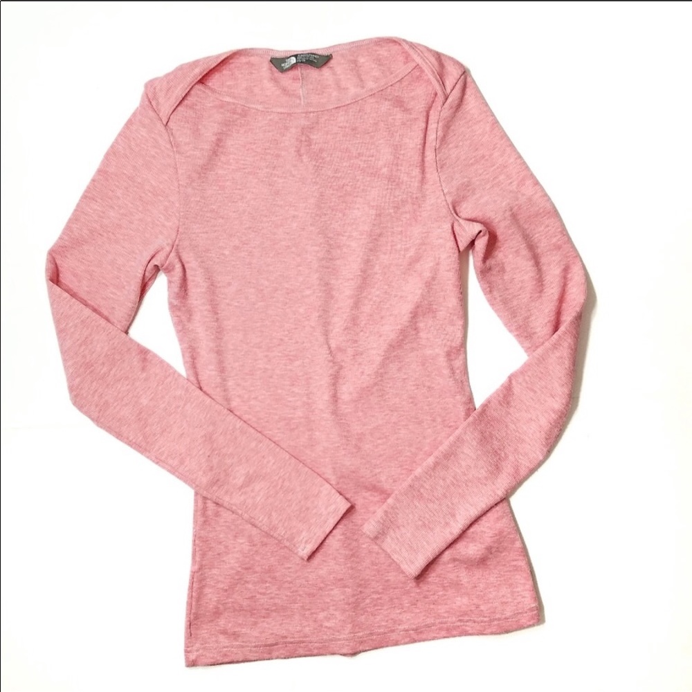 North Face pink ribbed boat neck top XS
